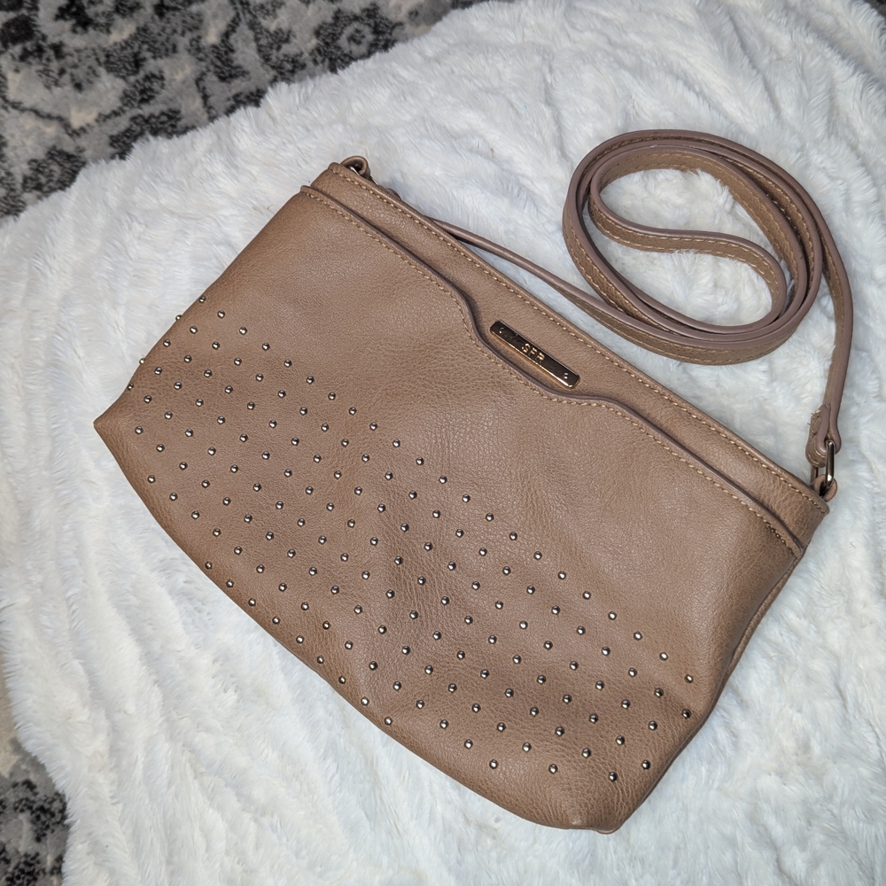 SFERRA Tan Crossbody Bag with Stud Accents